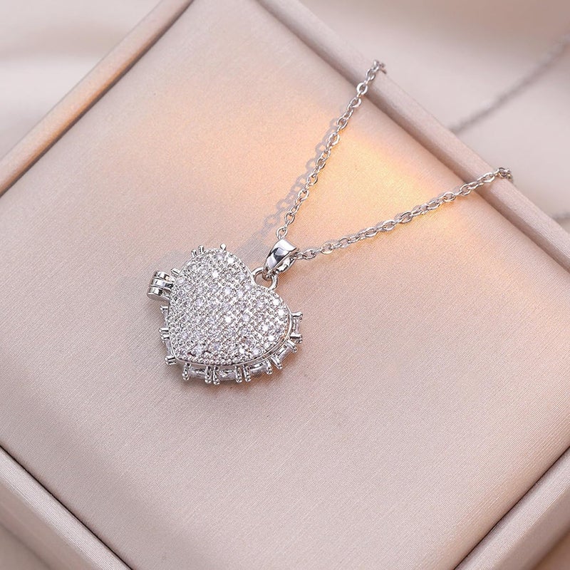 YOUFENG Love Heart Locket Necklace that Holds Pictures Photo Locket Birthday Gifts - Image 4
